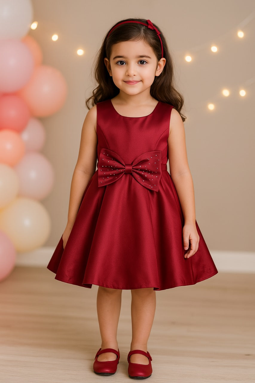Girls Embellished Bow Detail Party Wear Dress