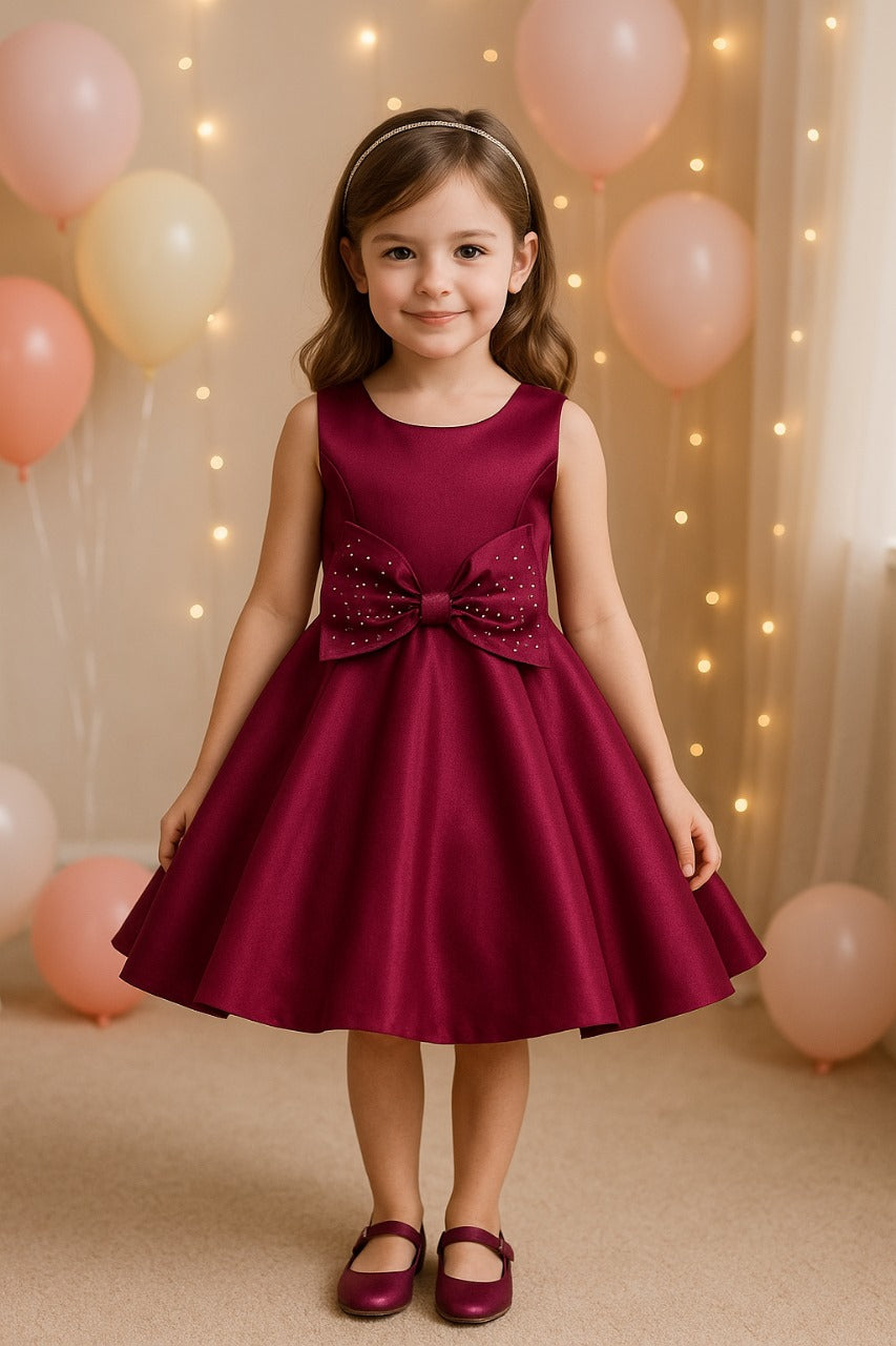 Girls Embellished Bow Detail Party Wear Dress