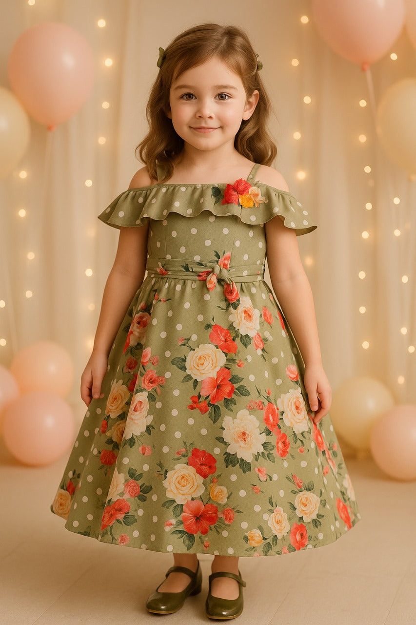 Wish Karo Girls Long Dress Gown-(LF213crm)