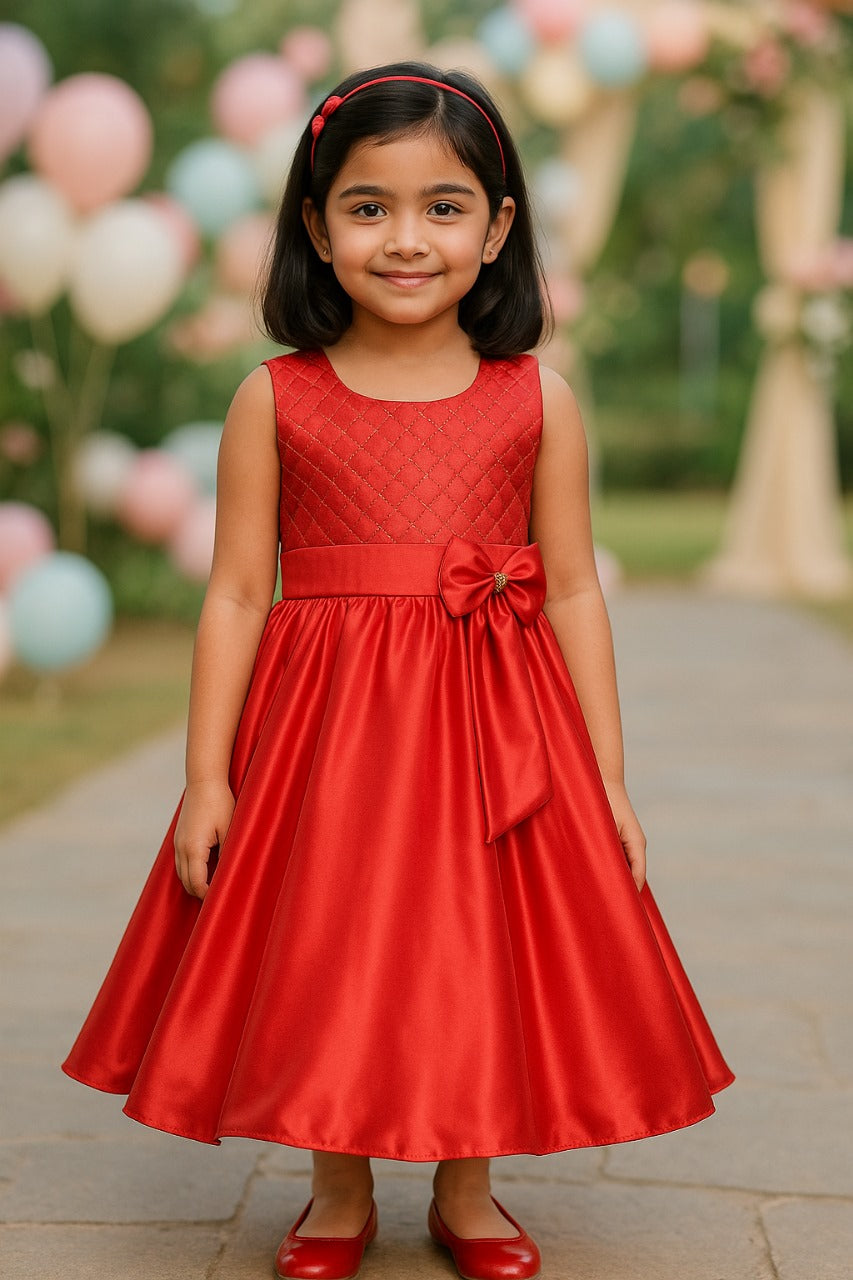 Girls A-Line Frock Dress With Tie-Up