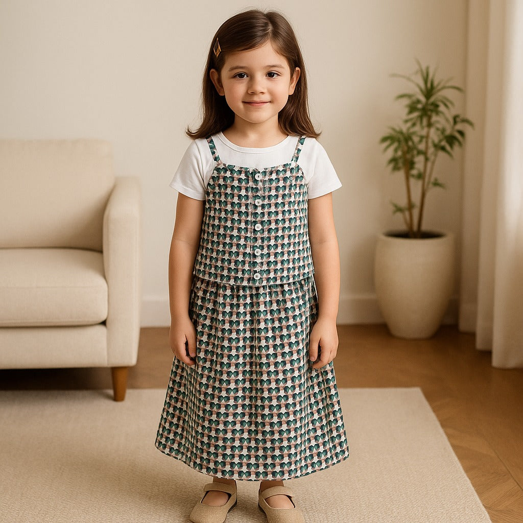 Girls Printed Short Sleeve T-Shirt and Dress