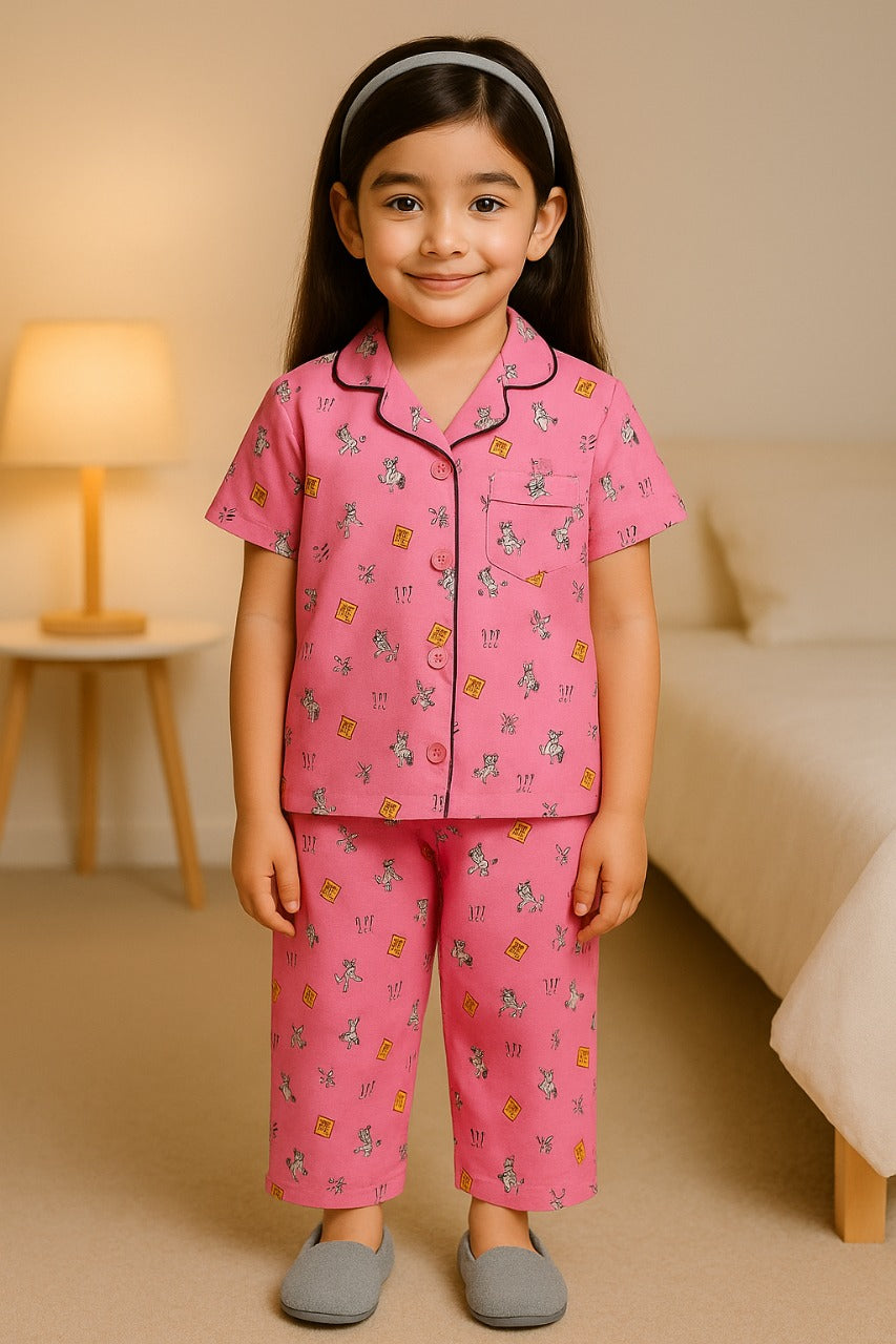 Unisex Printed Top and Bottom Pyjamas Night Dress