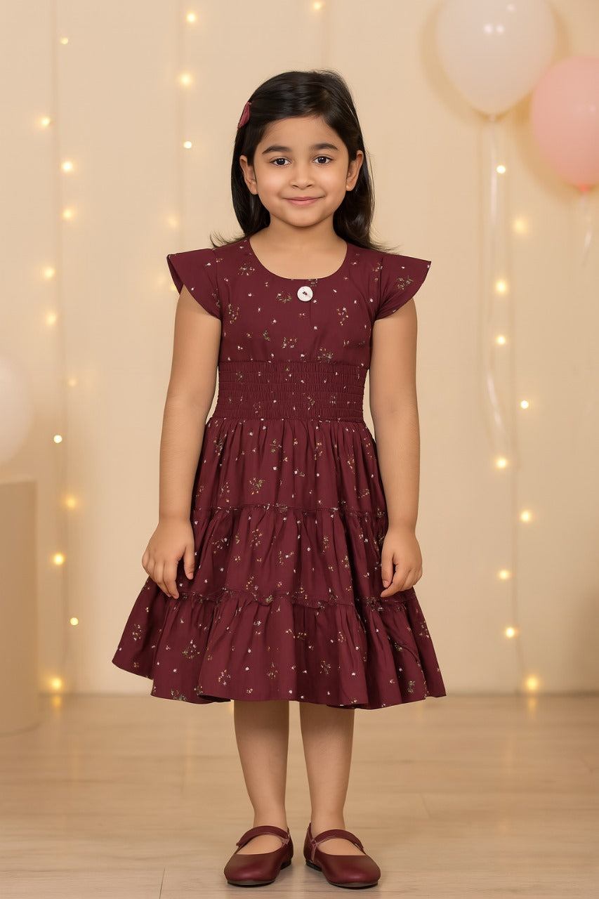 Girls Floral Printed Rayon Summer Dress