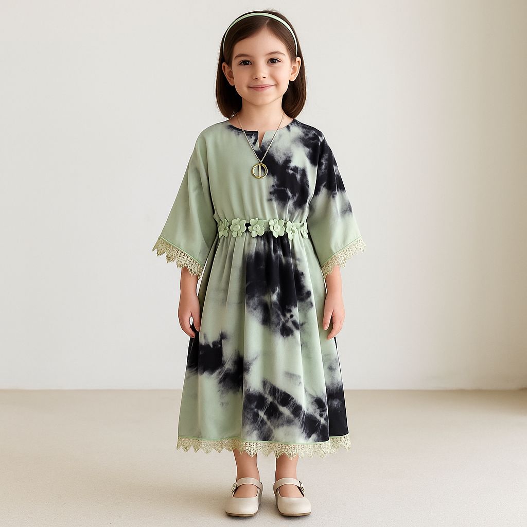 Girls Solid Full Sleeve Fit and Flare Frock Dress