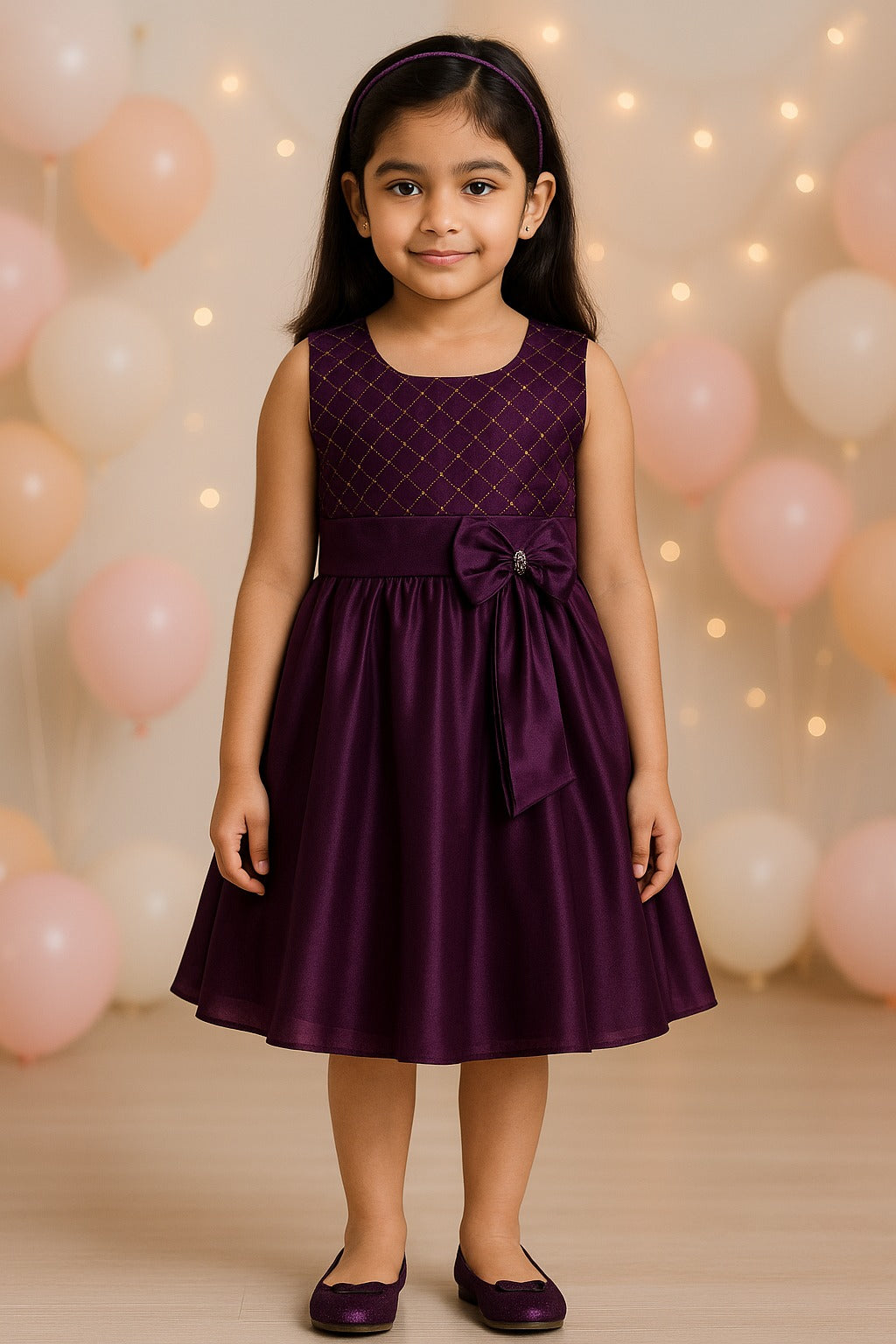 Girls Embroidered Bow Casual Dress