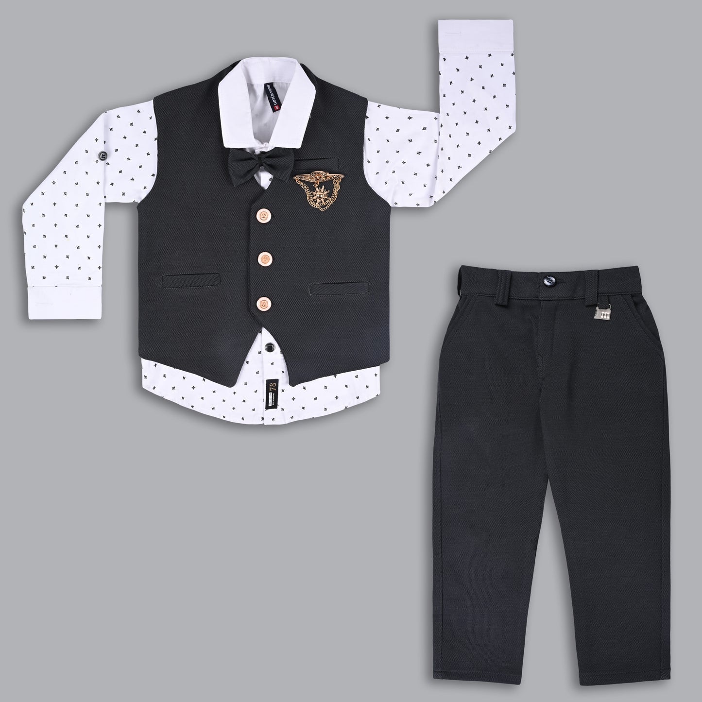 Wish Karo Shirt With Waistcoat And Pant For Boys