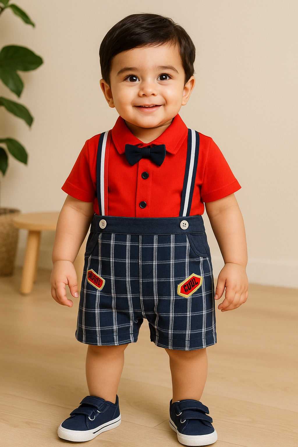 Boys Patch work T- Shirt And Dungaree