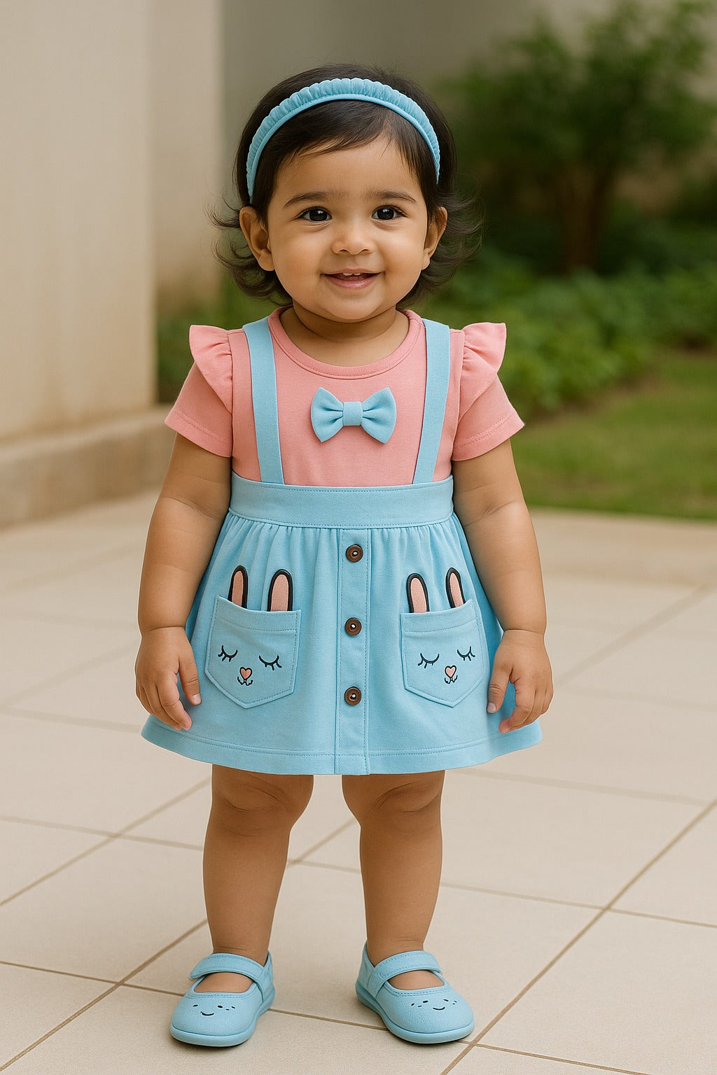 Girls Embroidered Regular Sleeve Frock Dress comes With Brief