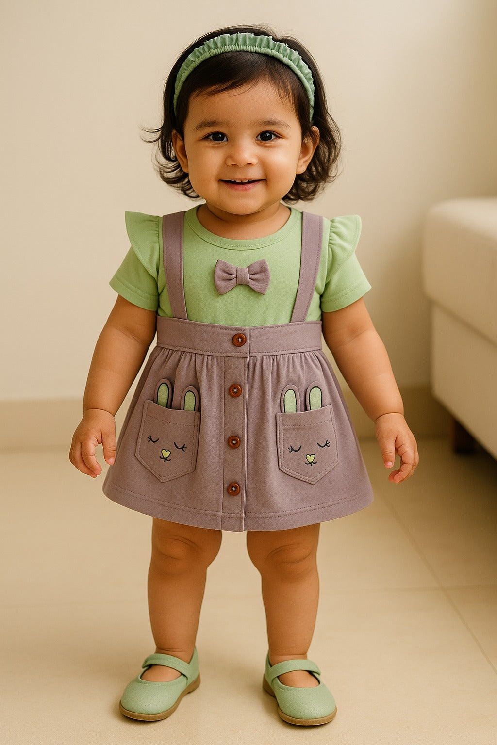 Girls Embroidered Regular Sleeve Frock Dress comes With Brief