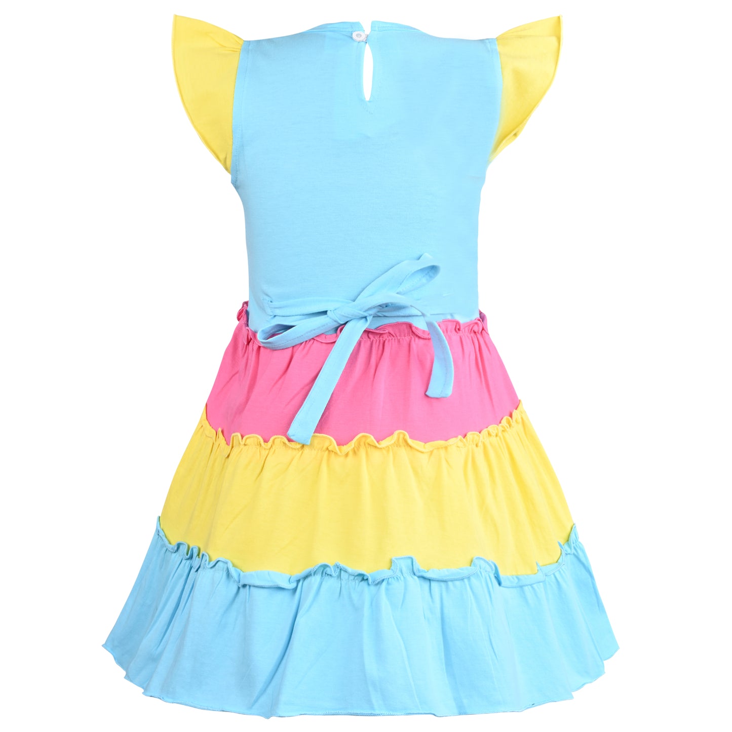 Girls Printed Fit and Flare Cap Sleeve Frock Dress