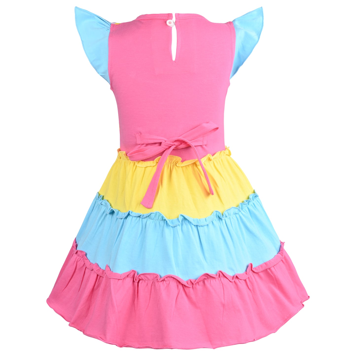 Girls Printed Fit and Flare Cap Sleeve Frock Dress