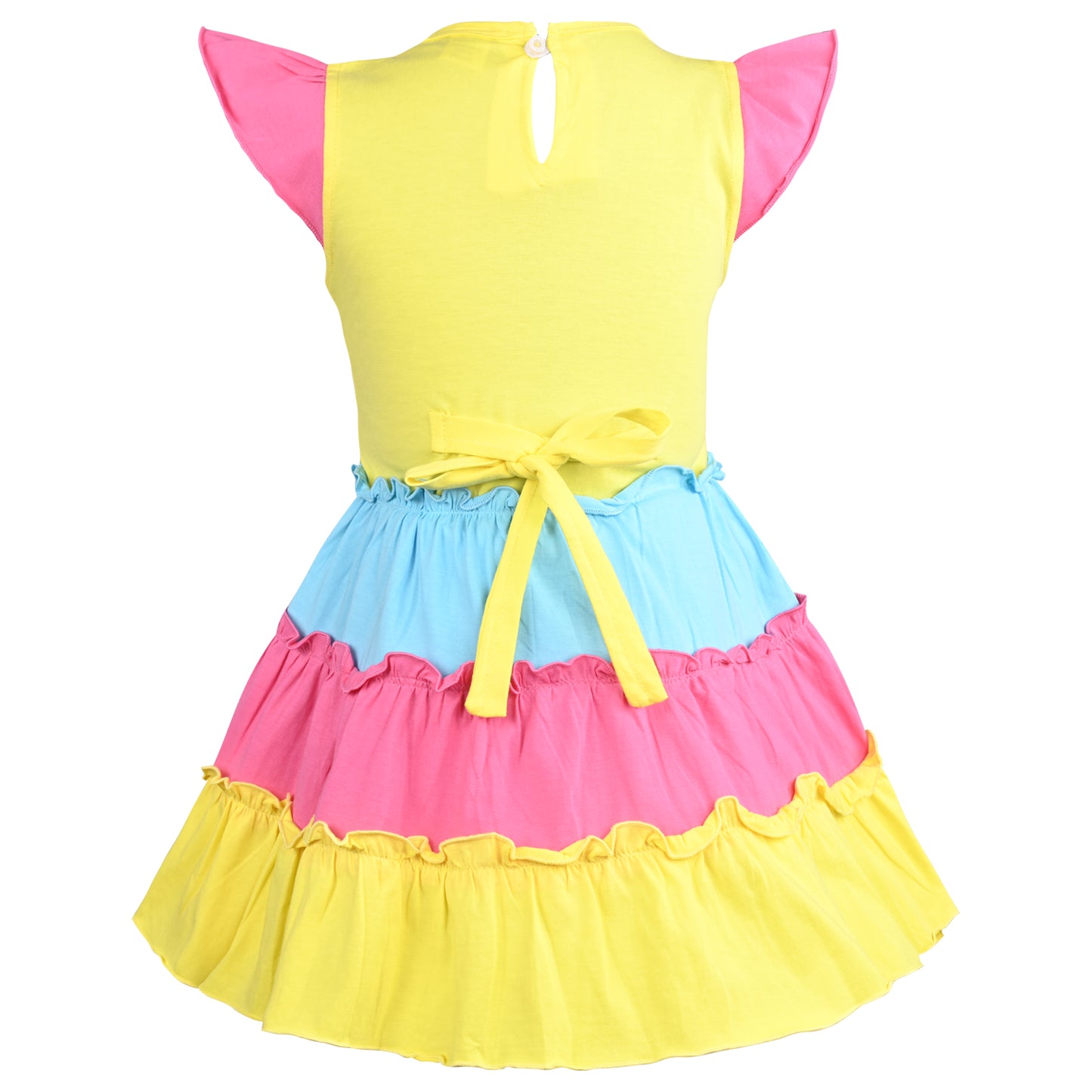 Girls Printed Fit and Flare Cap Sleeve Frock Dress