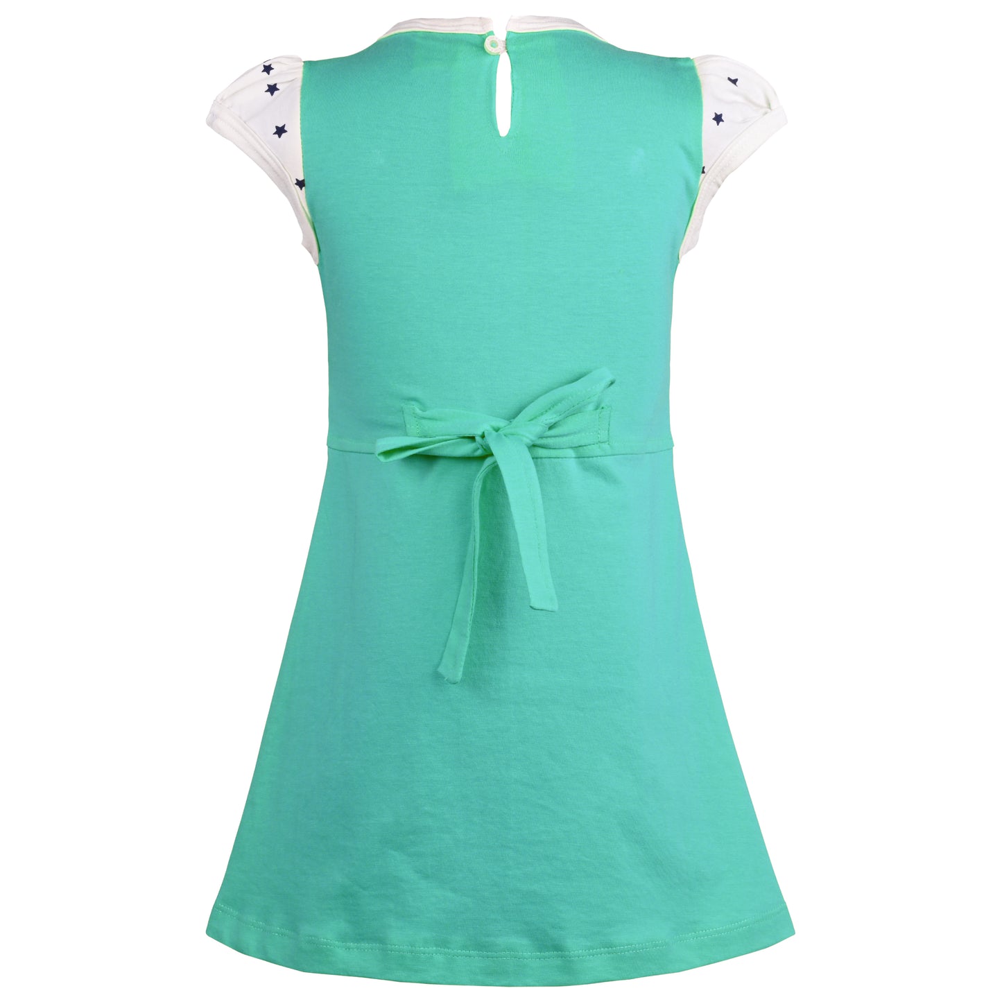 Girls Applique Print Fit and Flare Cap Sleeve Frock Dress