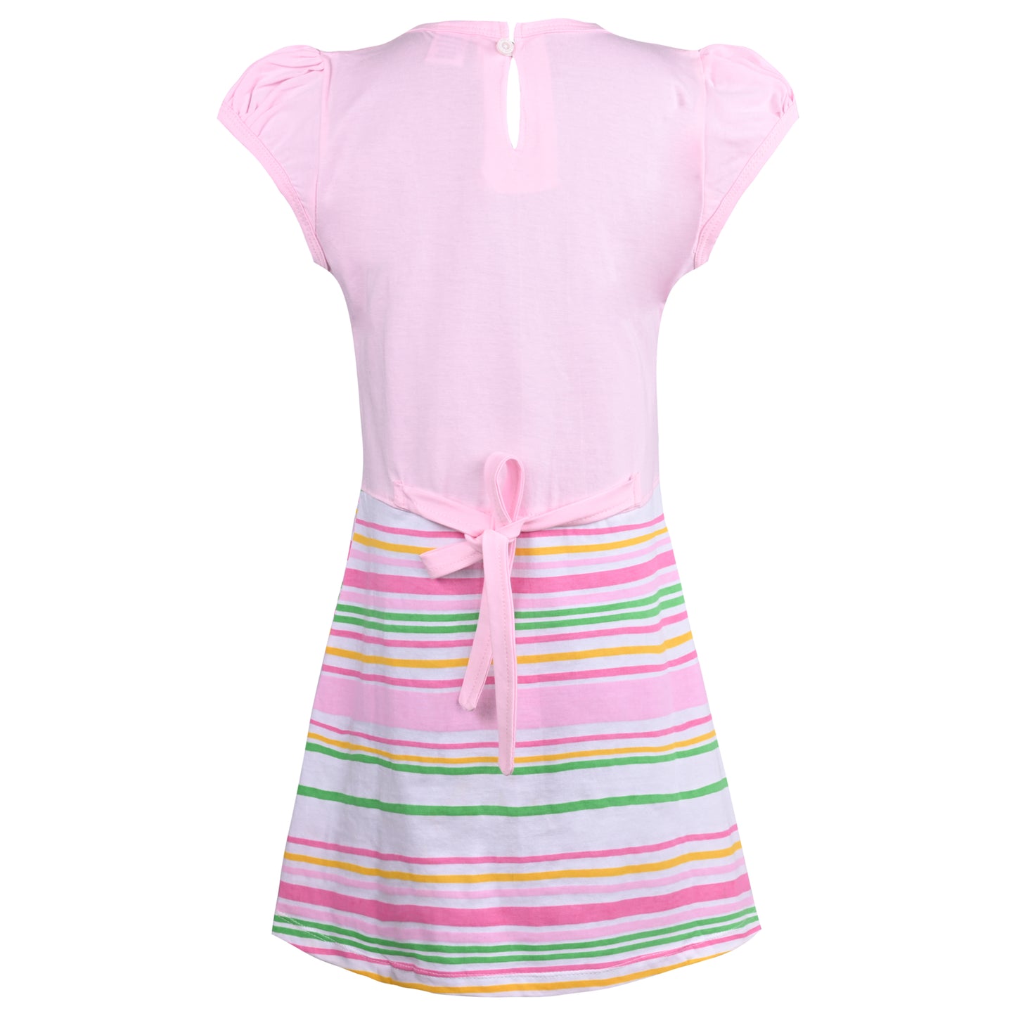 Girls Stripes Fit and Flare Cap Sleeve Frock Dress