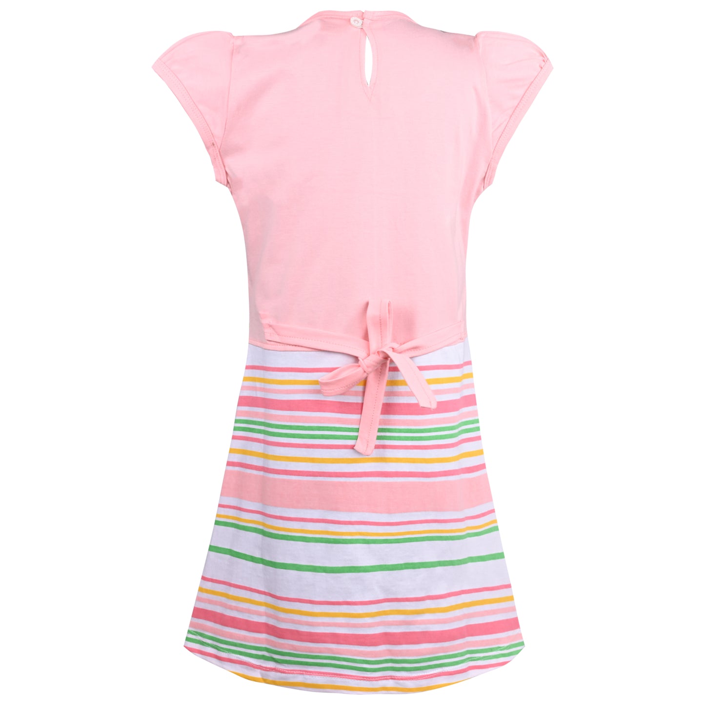 Girls Stripes Fit and Flare Cap Sleeve Frock Dress
