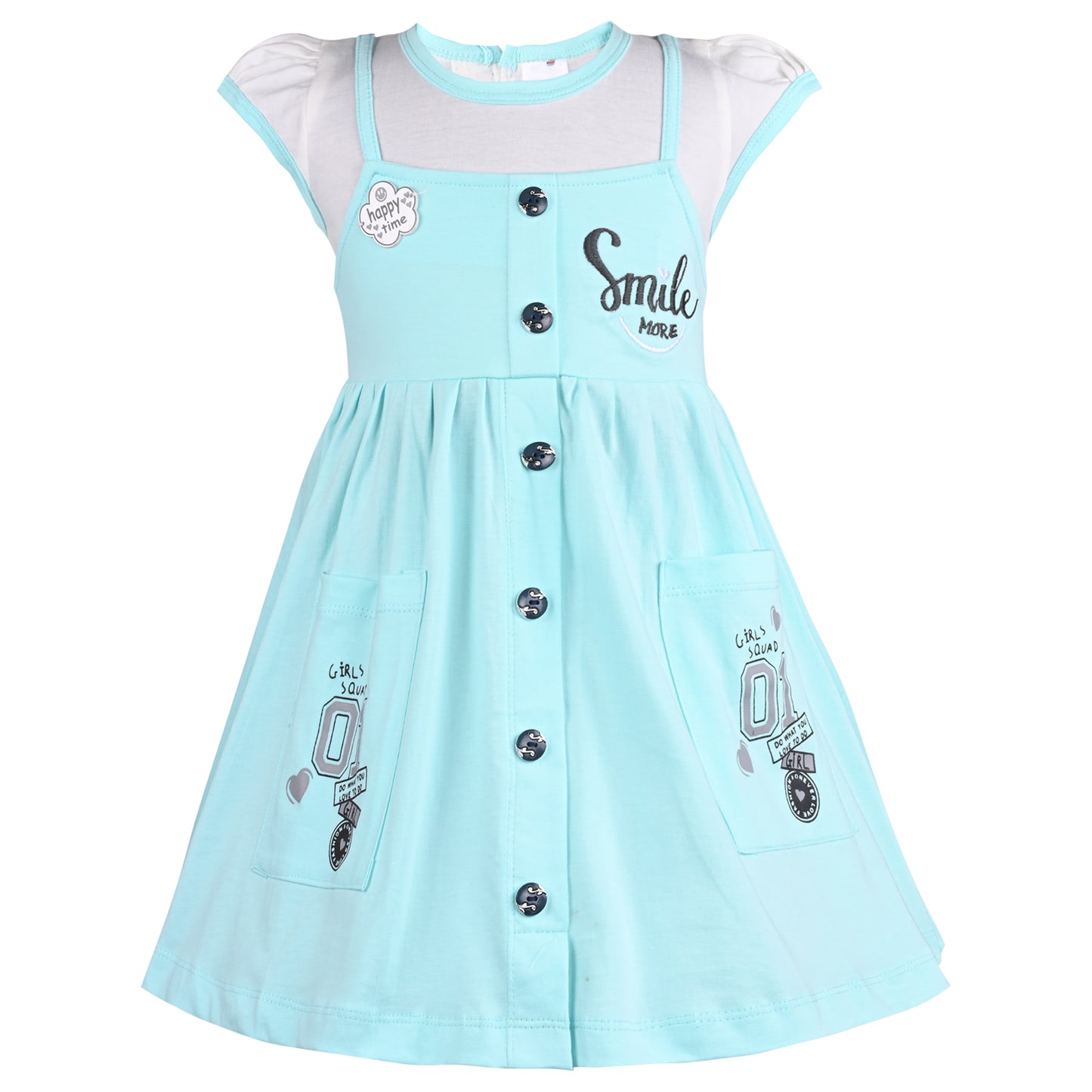 Girls Printed Fit and Flare Cap Sleeve Frock Dress