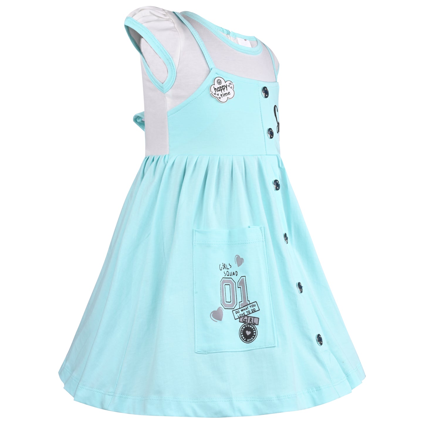 Girls Printed Fit and Flare Cap Sleeve Frock Dress