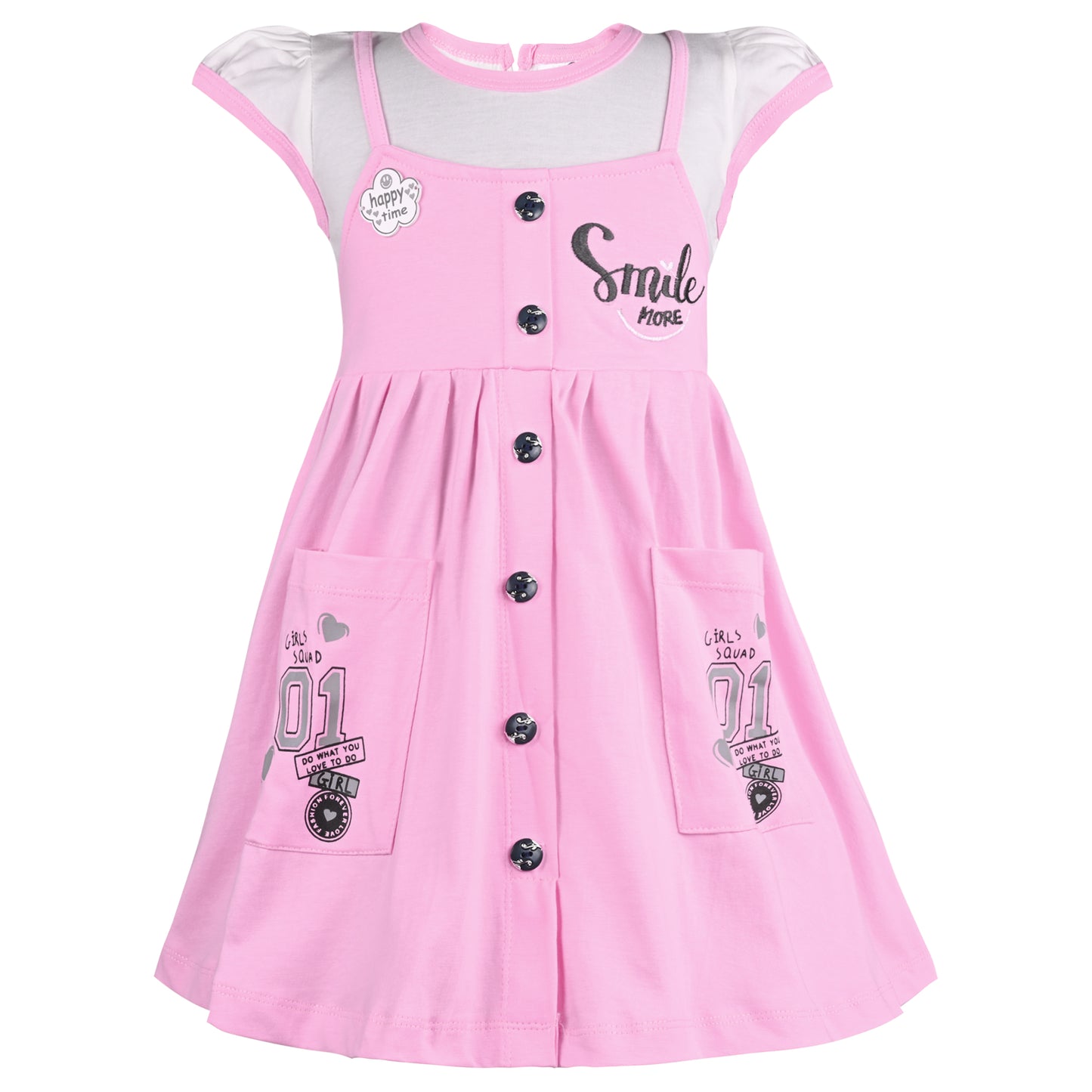 Girls Printed Fit and Flare Cap Sleeve Frock Dress