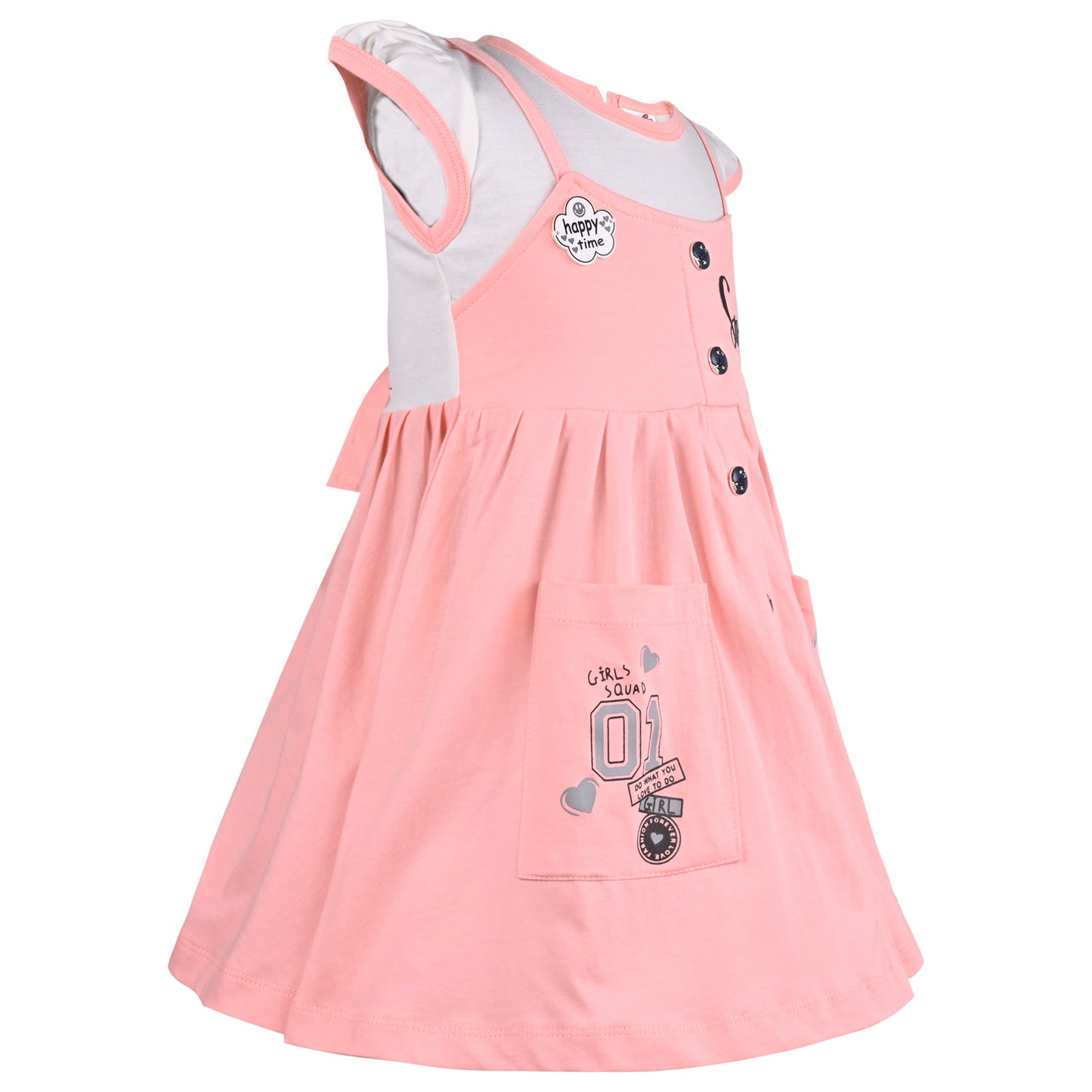 Girls Printed Fit and Flare Cap Sleeve Frock Dress