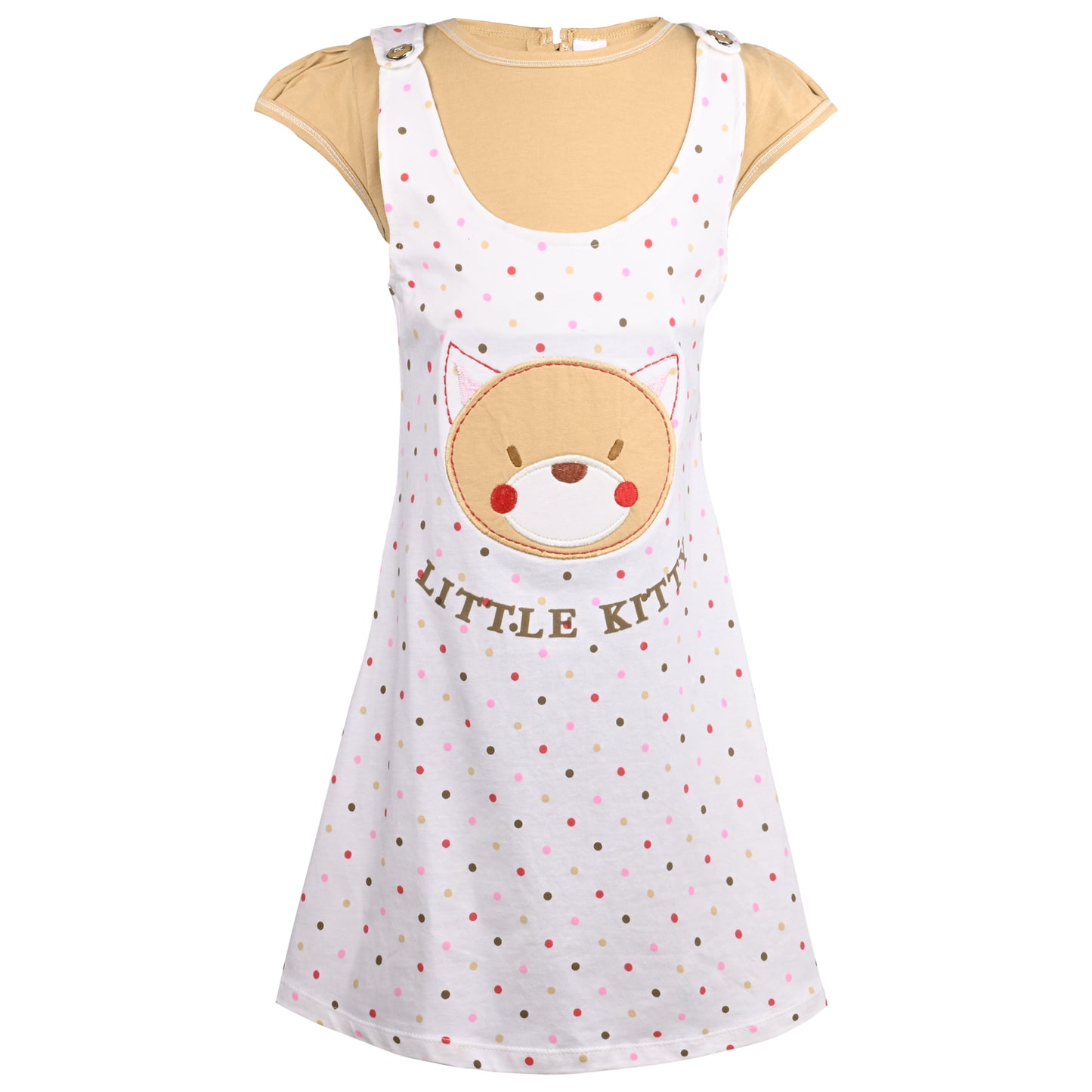 Girls Polka Print Fit and Flare Cap Sleeve Frock Dress