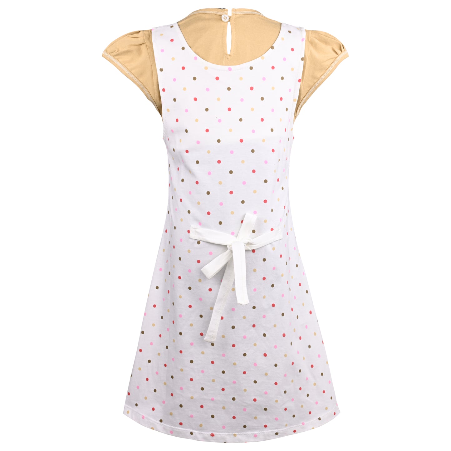 Girls Polka Print Fit and Flare Cap Sleeve Frock Dress