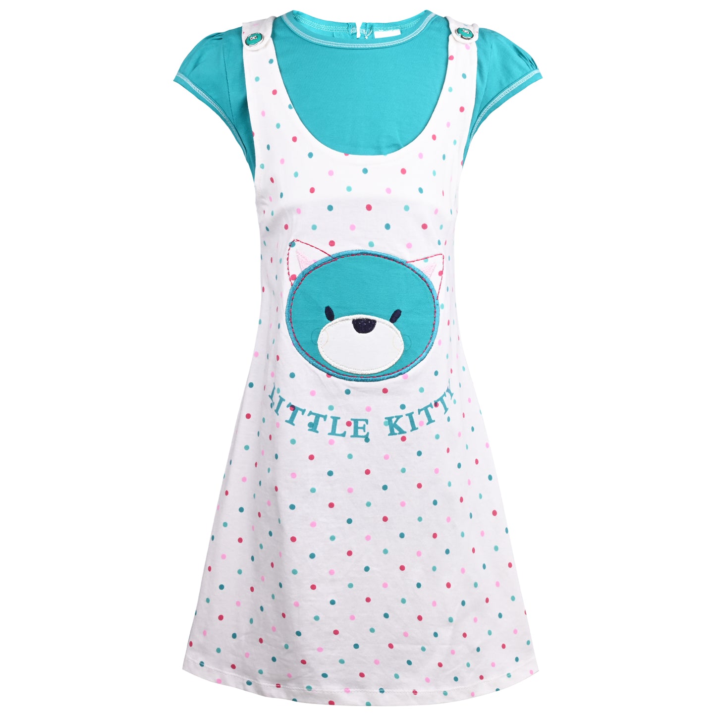Girls Polka Print Fit and Flare Cap Sleeve Frock Dress