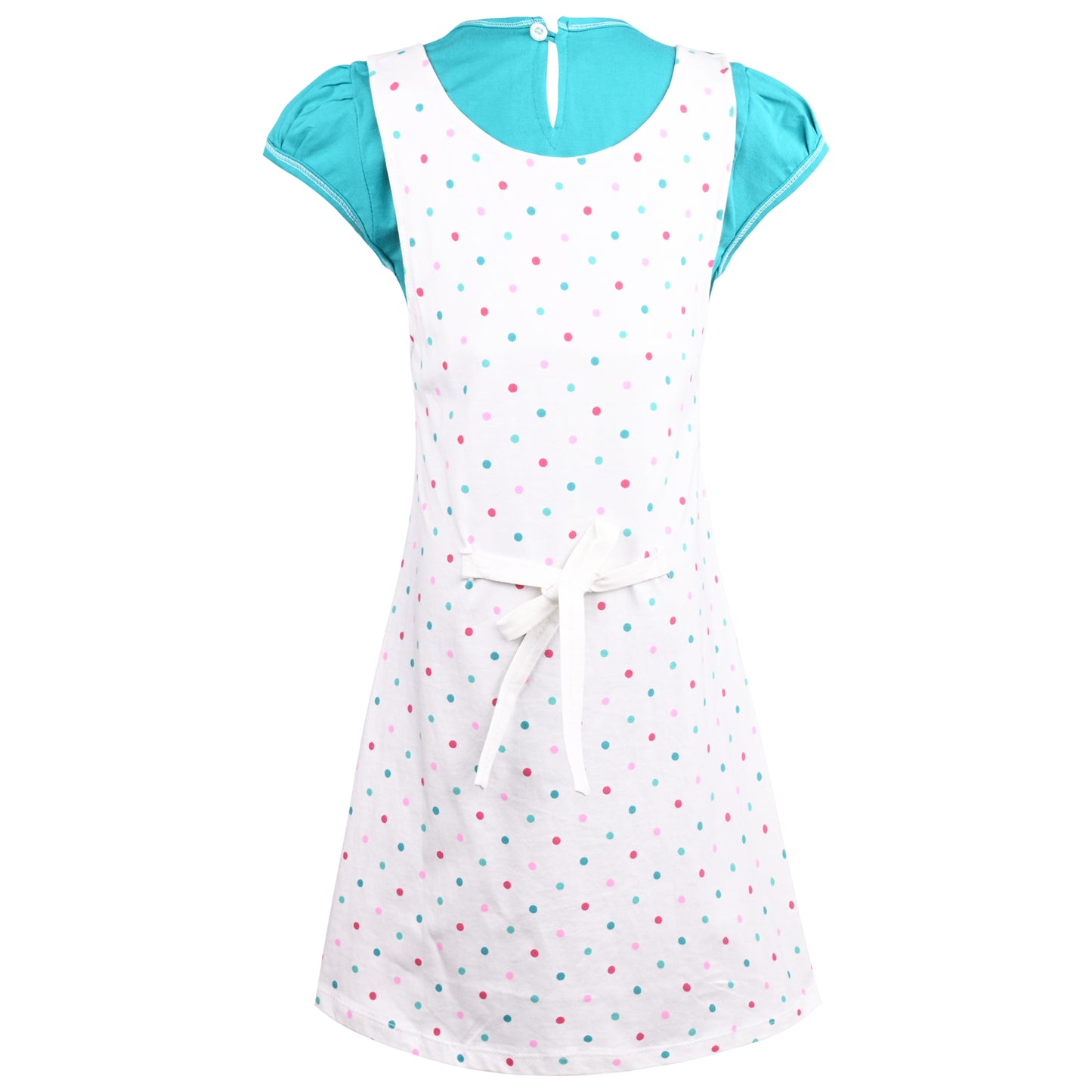 Girls Polka Print Fit and Flare Cap Sleeve Frock Dress