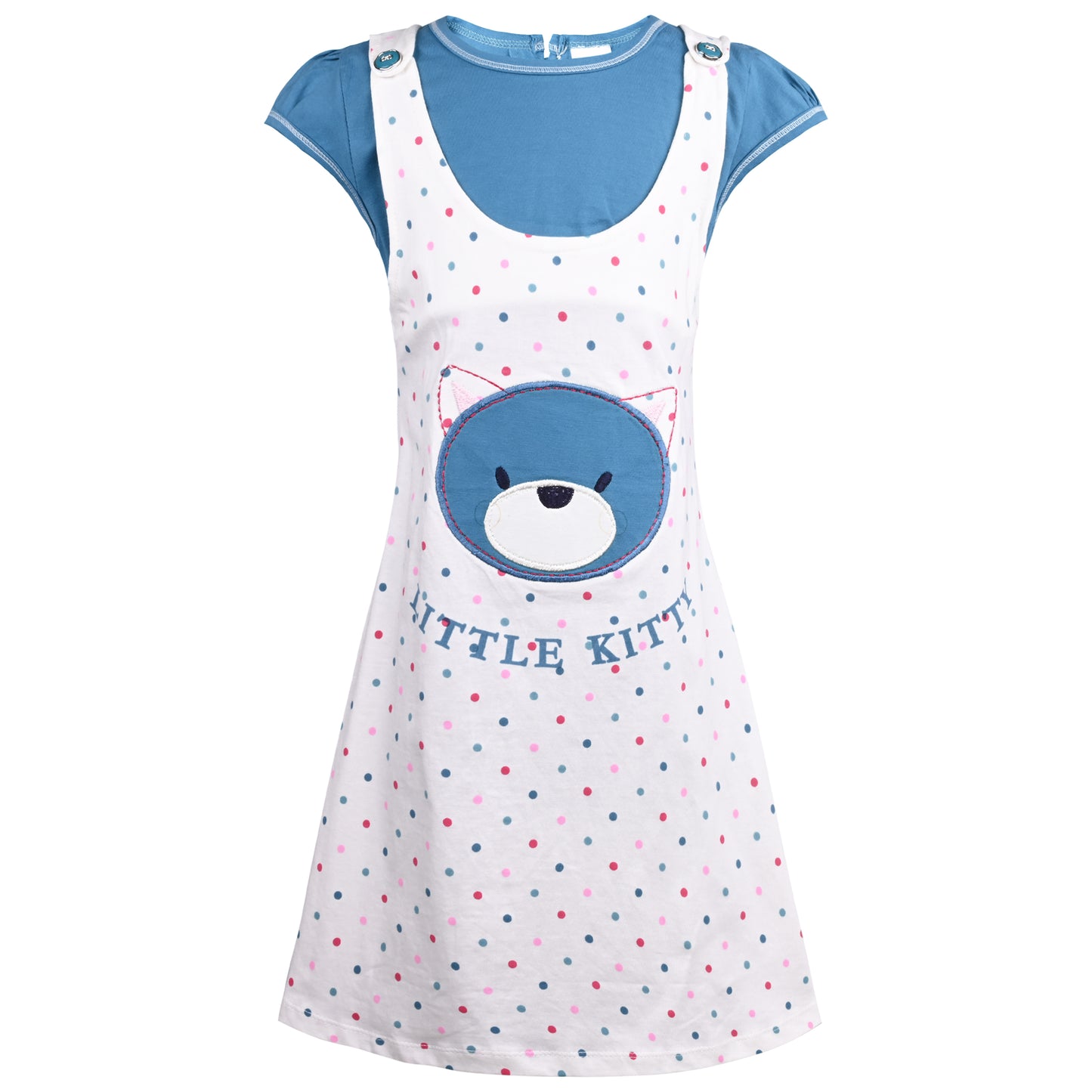 Girls Polka Print Fit and Flare Cap Sleeve Frock Dress