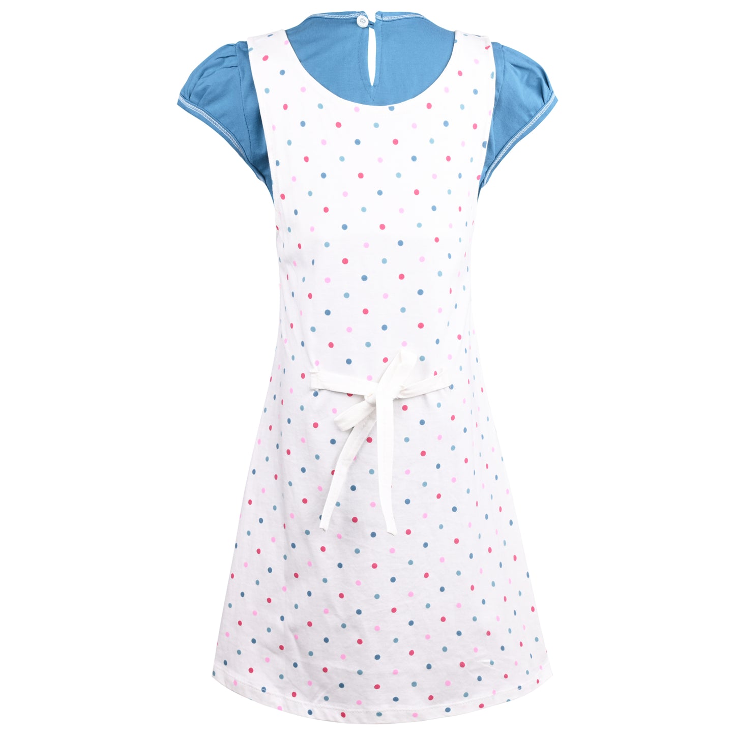 Girls Polka Print Fit and Flare Cap Sleeve Frock Dress