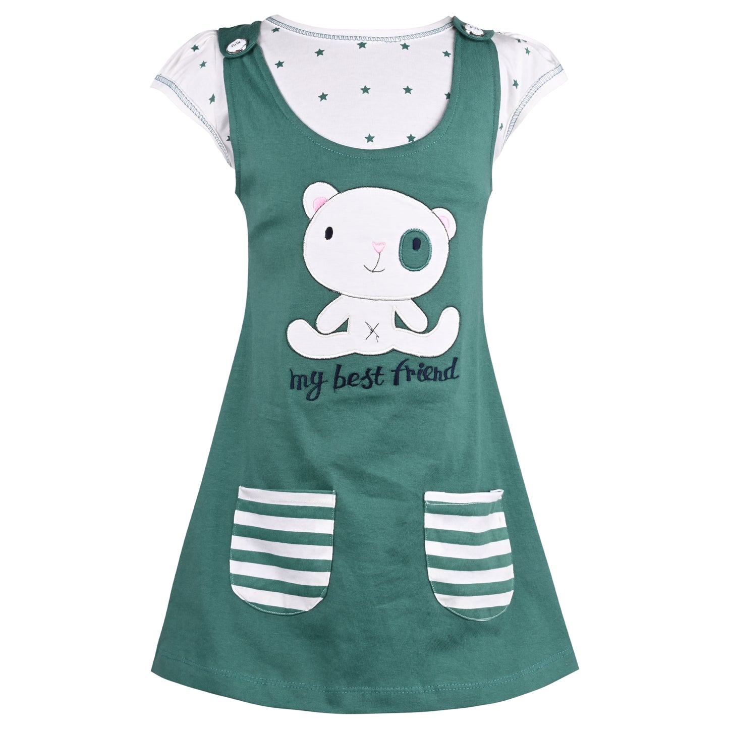 Girls Polka Print Fit and Flare Cap Sleeve Frock Dress