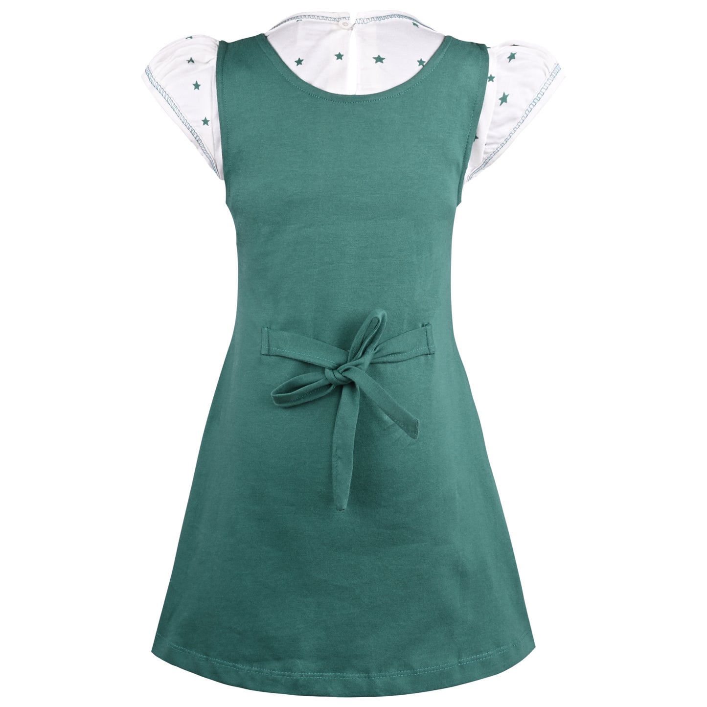 Girls Polka Print Fit and Flare Cap Sleeve Frock Dress
