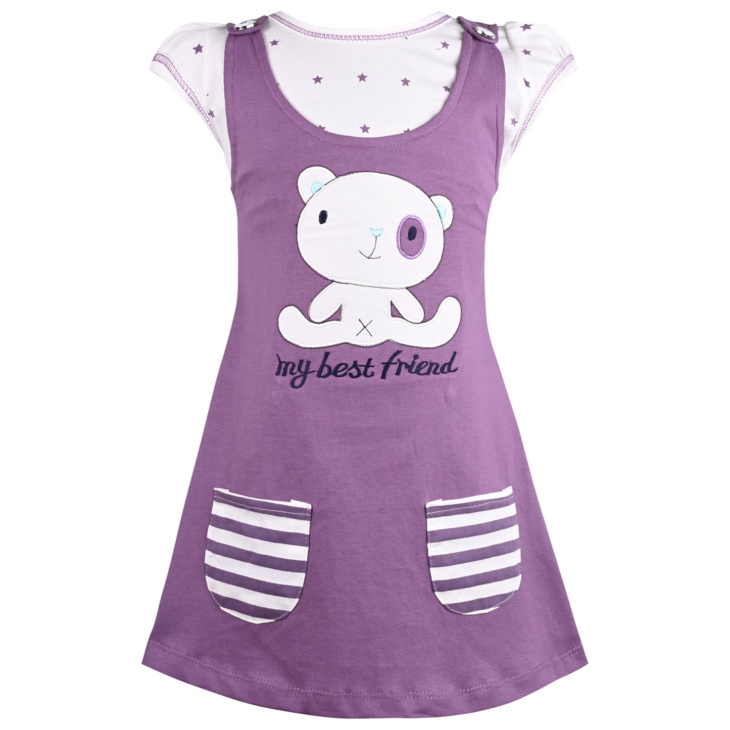 Girls Polka Print Fit and Flare Cap Sleeve Frock Dress