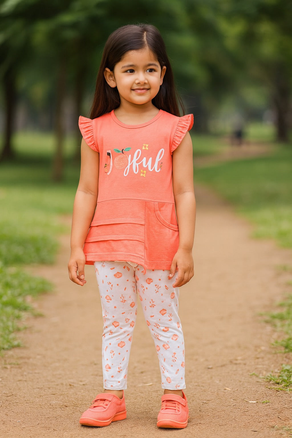 Girls Floral Printed Top and Pant