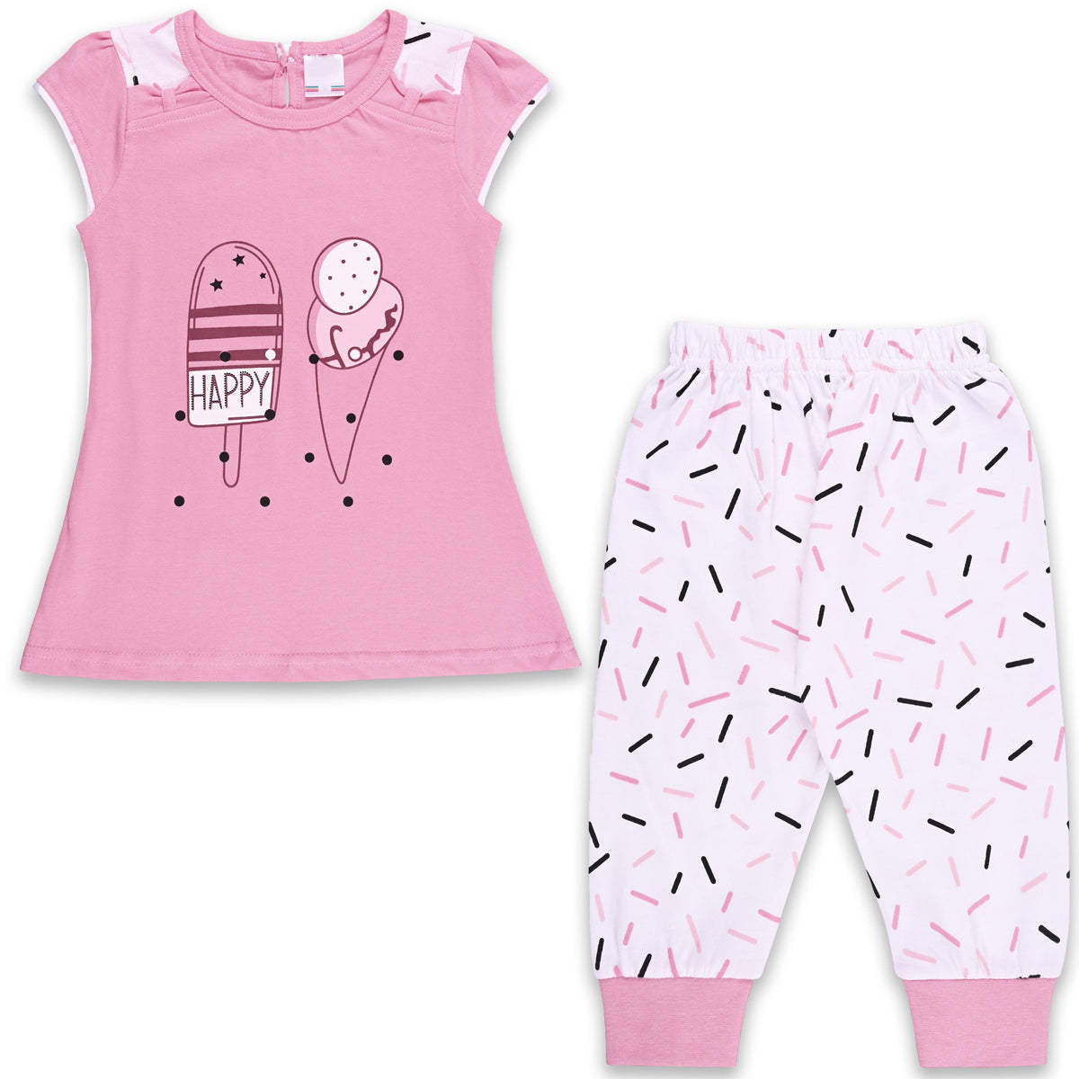Girls Printed Cotton Top and Pant Clothing Set