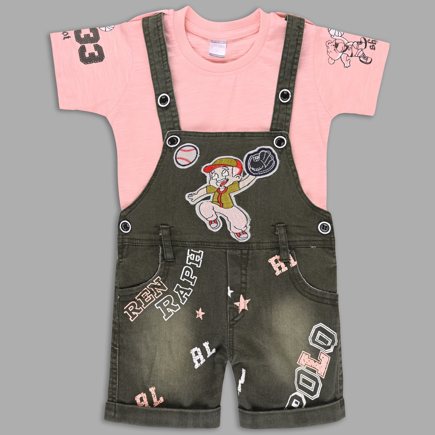 Boys Striped T-shirt and Denim Dungaree Set