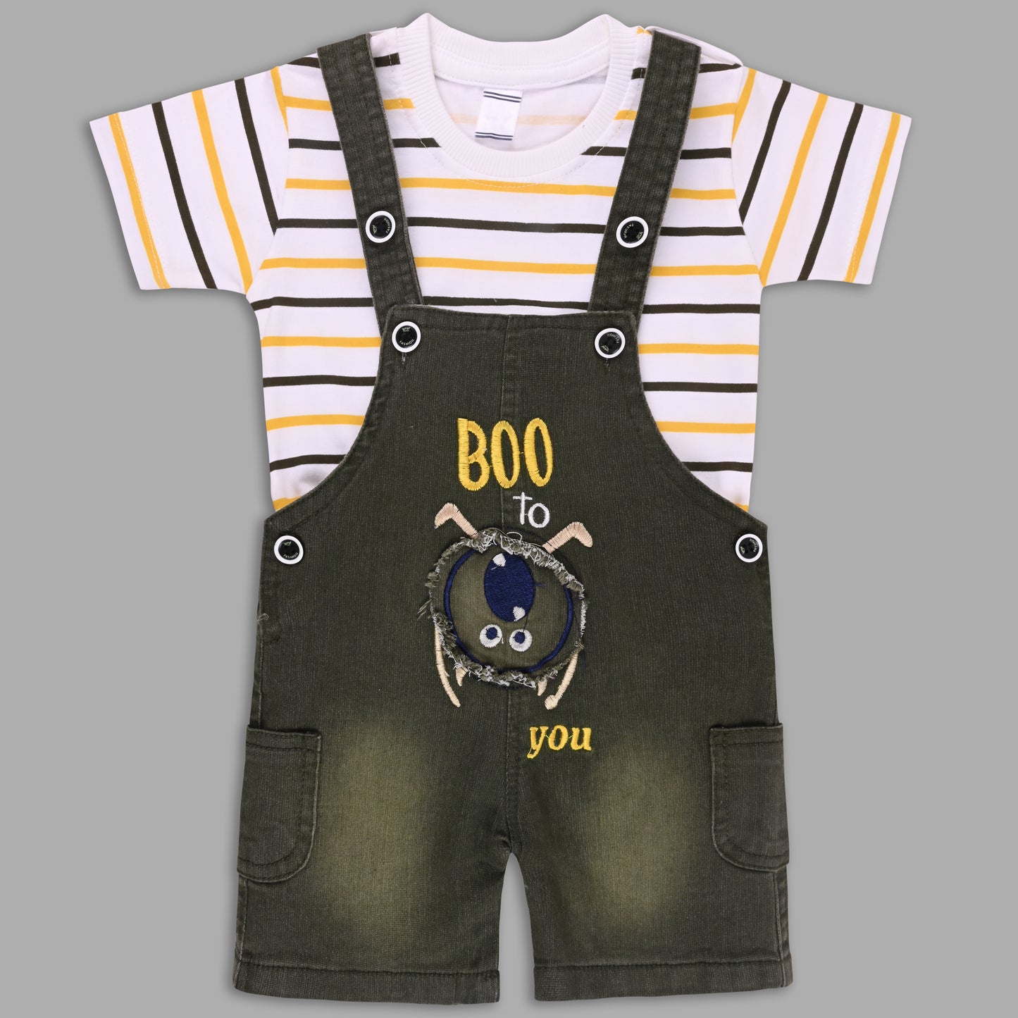 Boys Striped T-shirt and Denim Dungaree Set