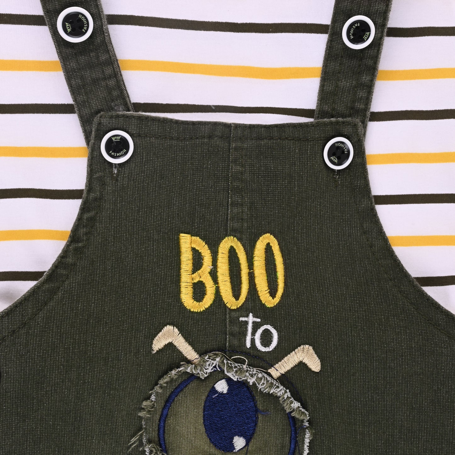 Boys Striped T-shirt and Denim Dungaree Set