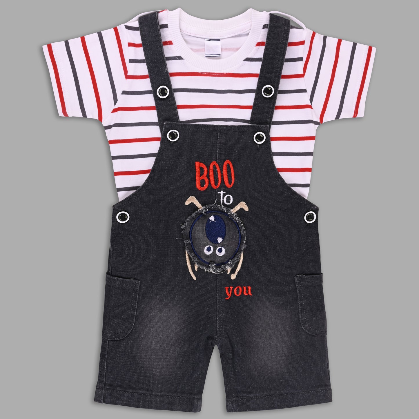 Boys Striped T-shirt and Denim Dungaree Set