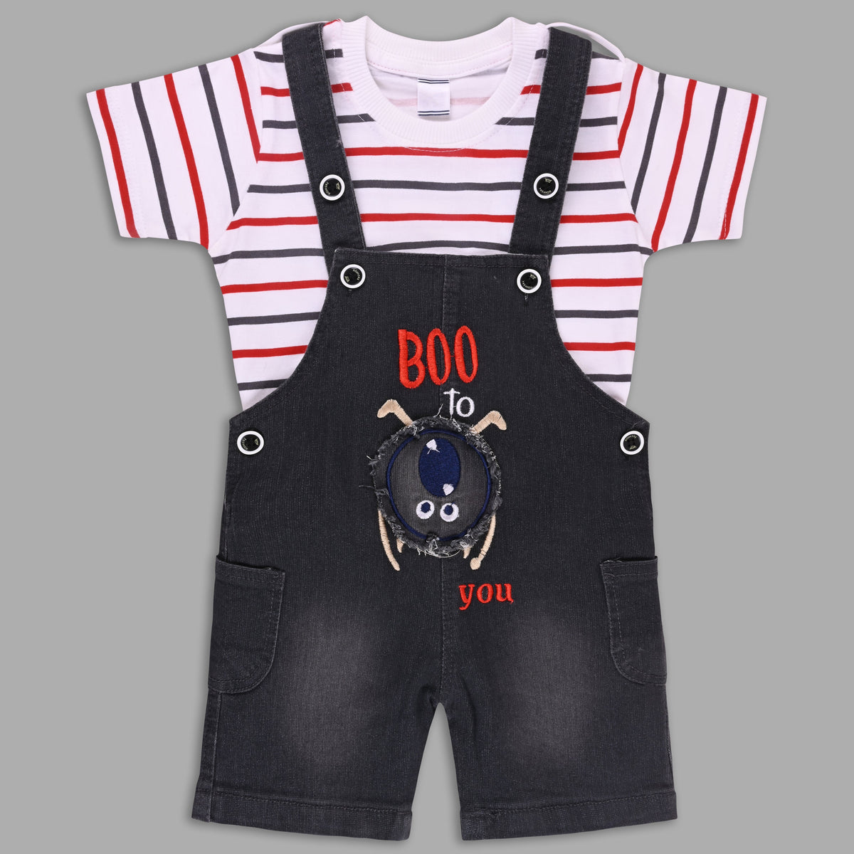Boys Striped T-shirt and Denim Dungaree Set