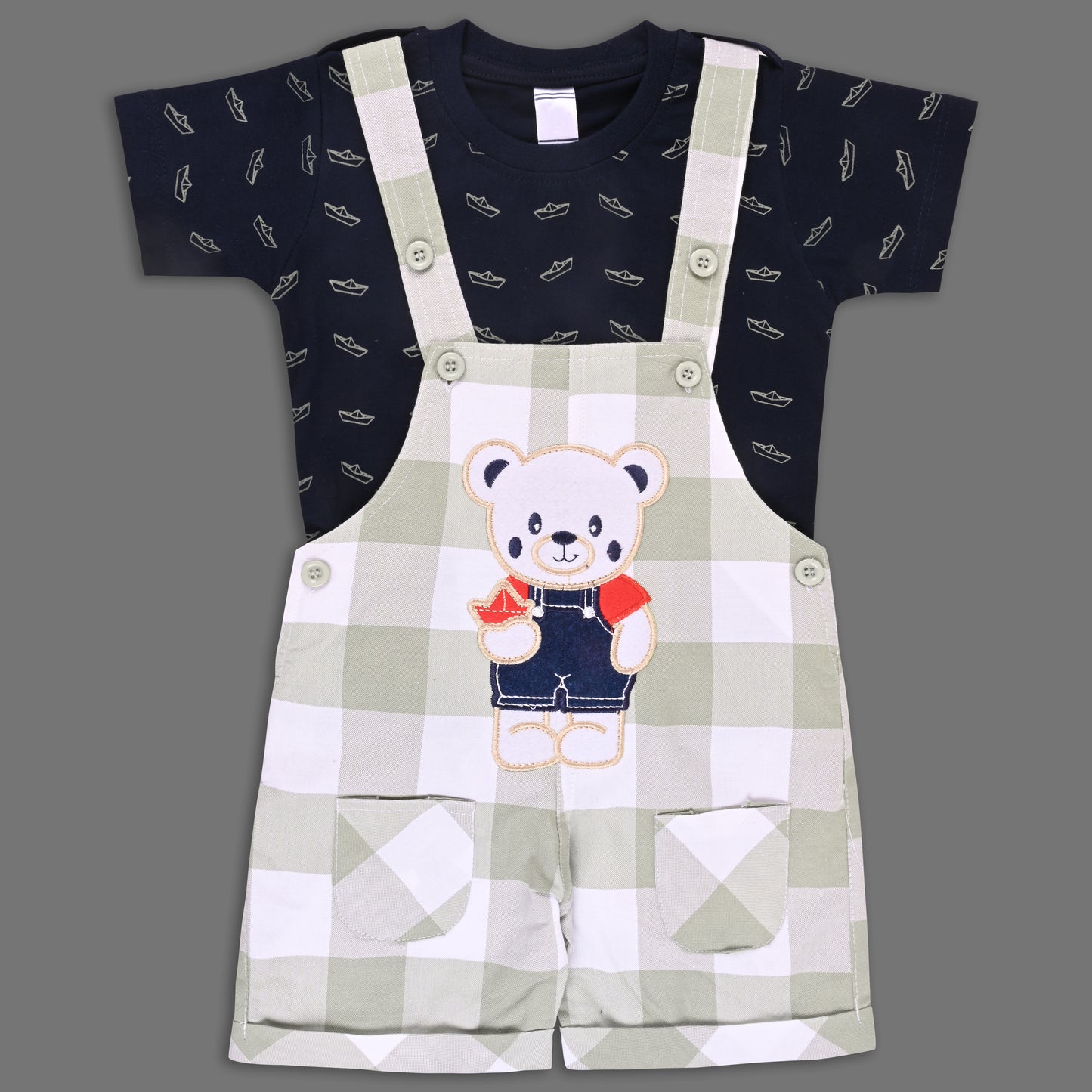 Boys Striped T-shirt and Denim Dungaree Set