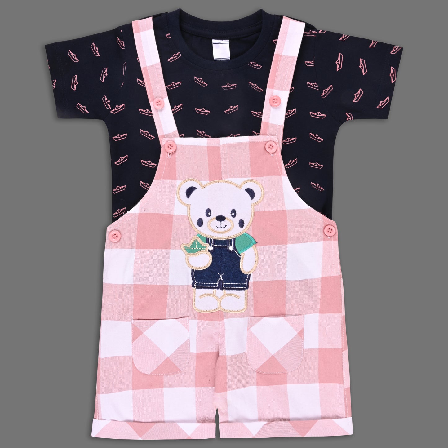 Boys Striped T-shirt and Denim Dungaree Set