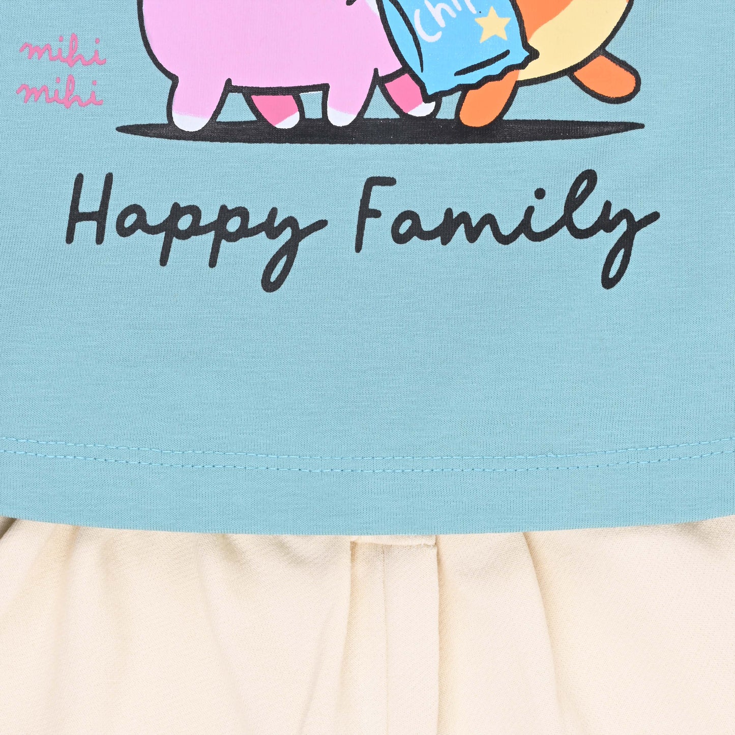 Girls Cat Print Cotton T-shirt and Ruffle Shorts Set