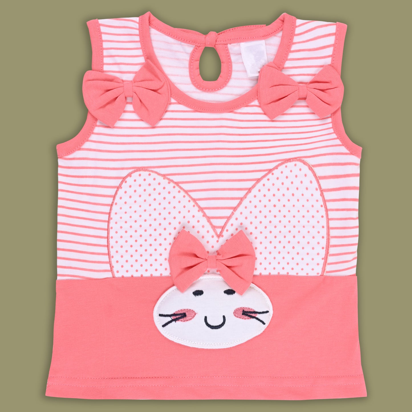 Girls Bow Cartoon Print Top & Skirt Summer Co-ord Set