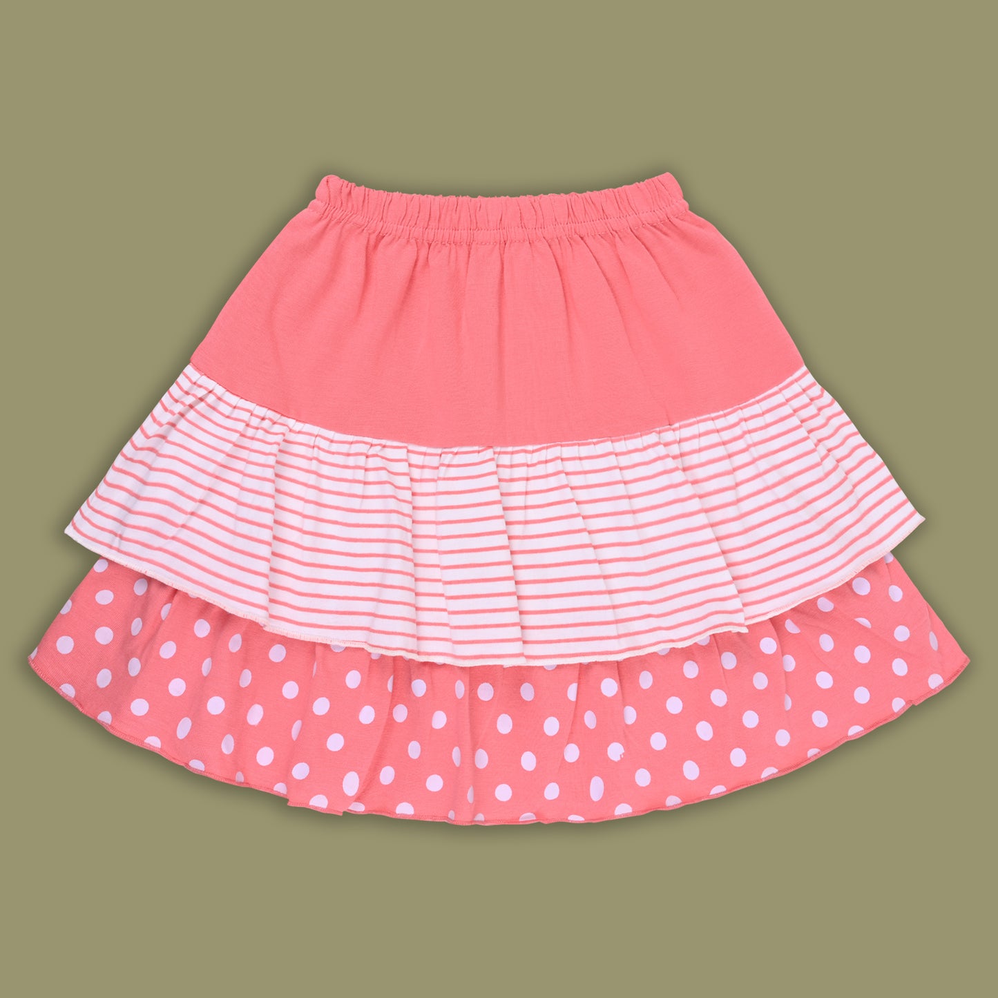 Girls Bow Cartoon Print Top & Skirt Summer Co-ord Set