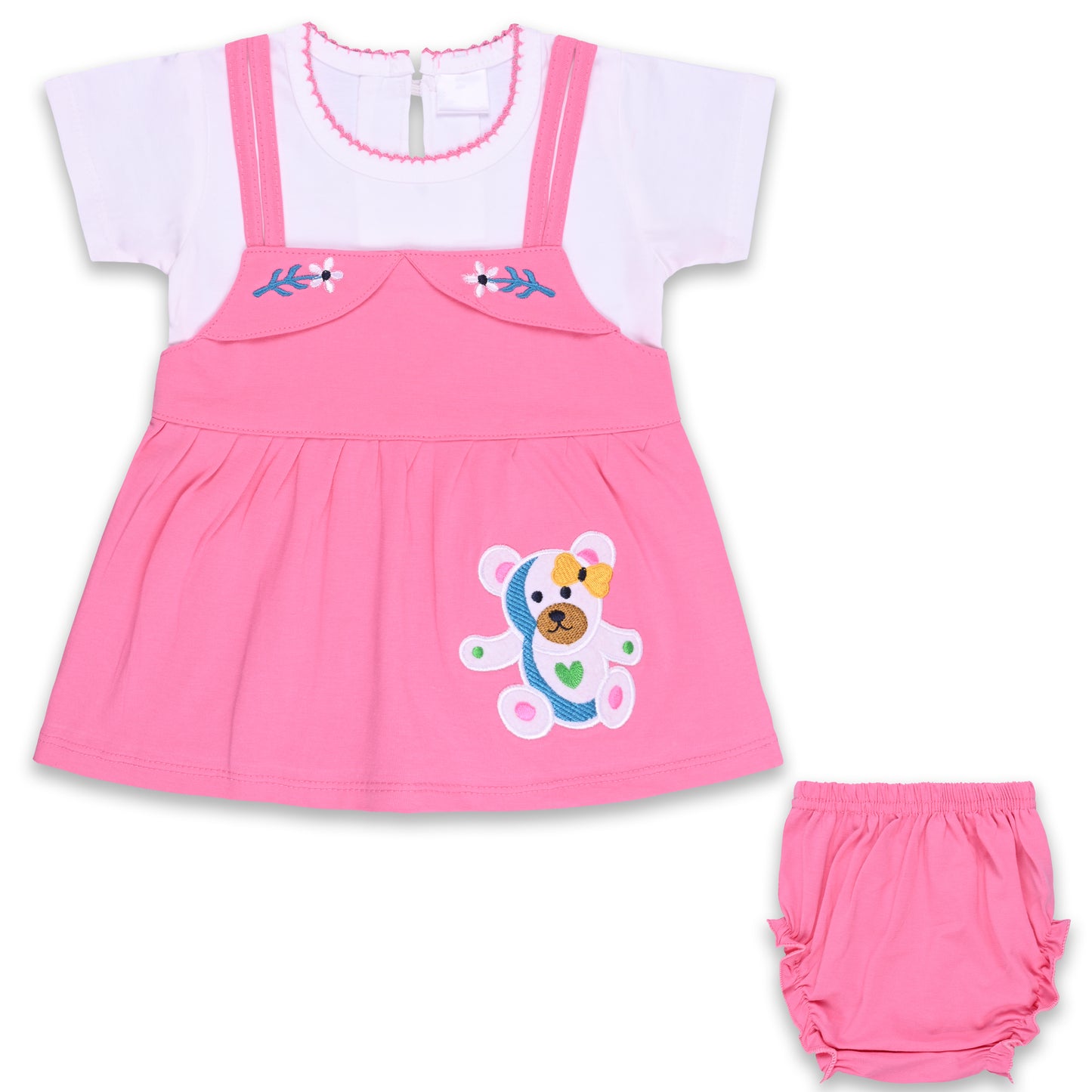 Baby Girls Applique A-Line Frock Dress With Brief