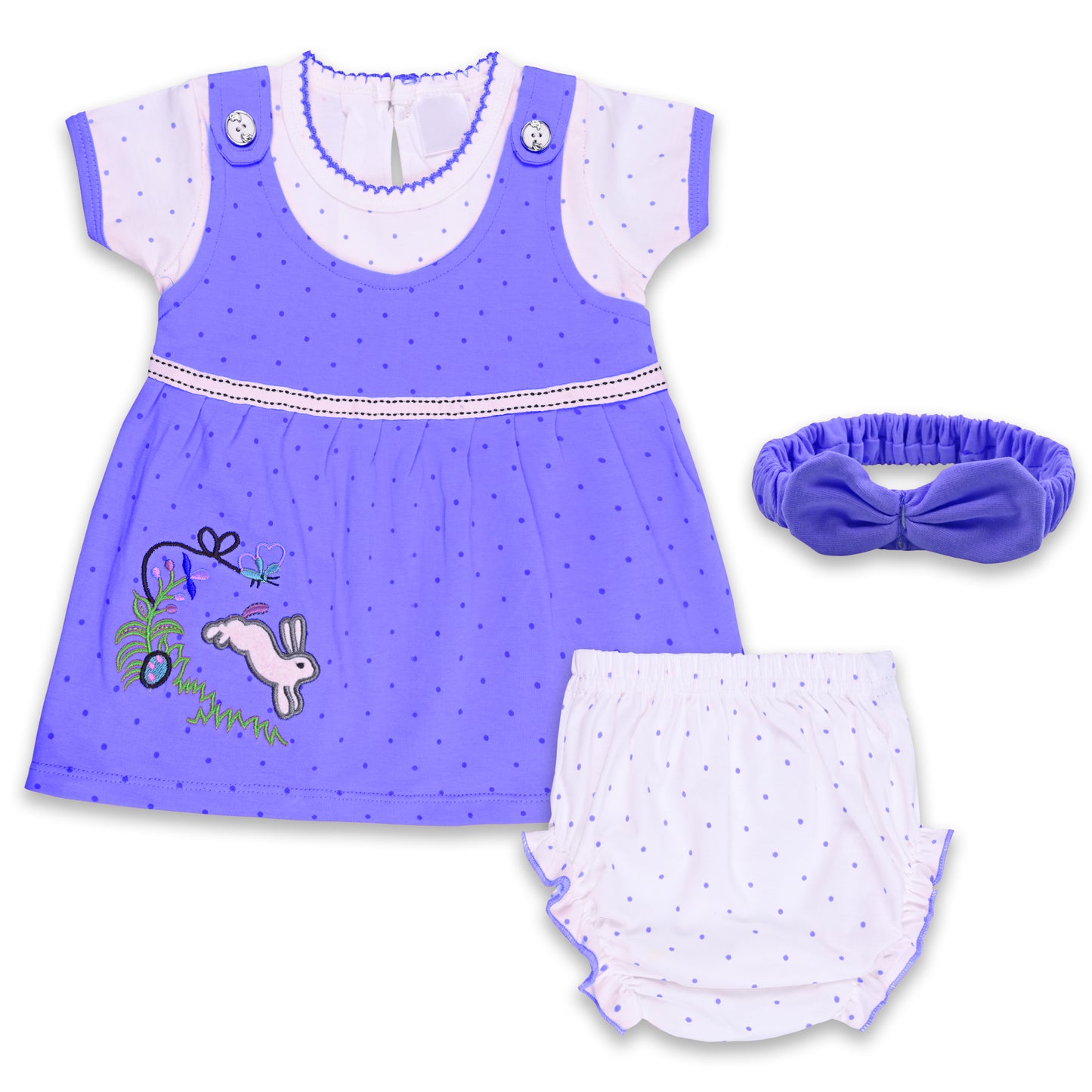 Baby Girls Polka Print A-Line Frock Dress With Brief