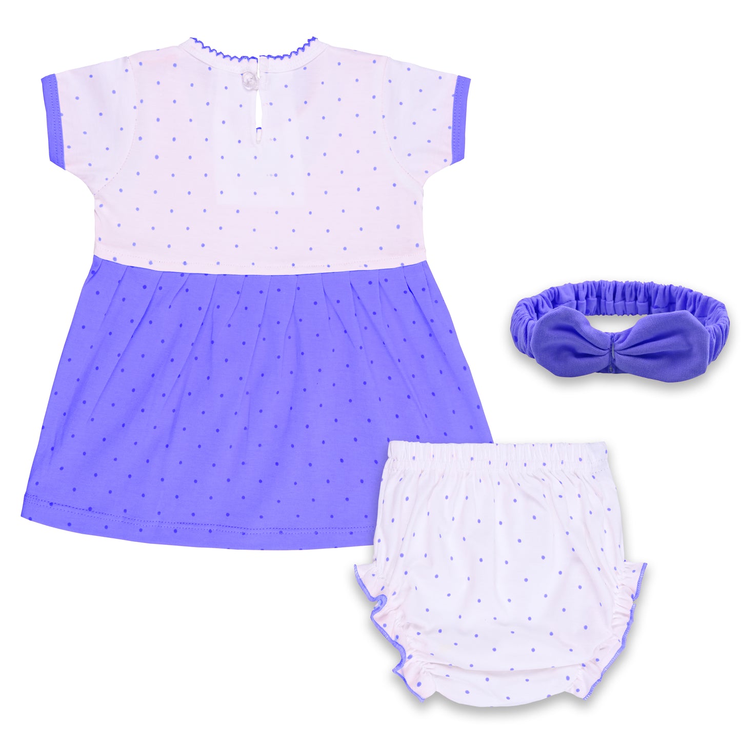 Baby Girls Polka Print A-Line Frock Dress With Brief
