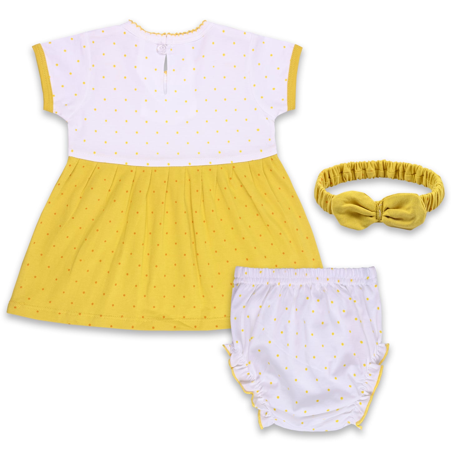 Baby Girls Polka Print A-Line Frock Dress With Brief
