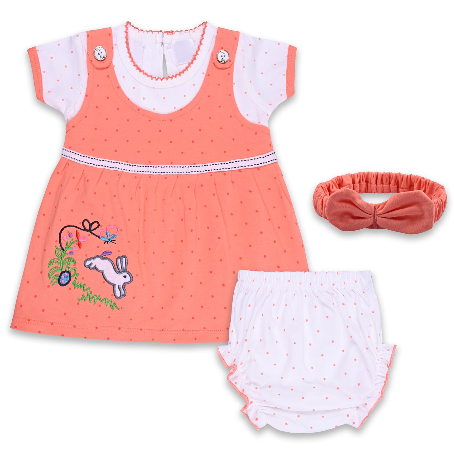 Baby Girls Polka Print A-Line Frock Dress With Brief