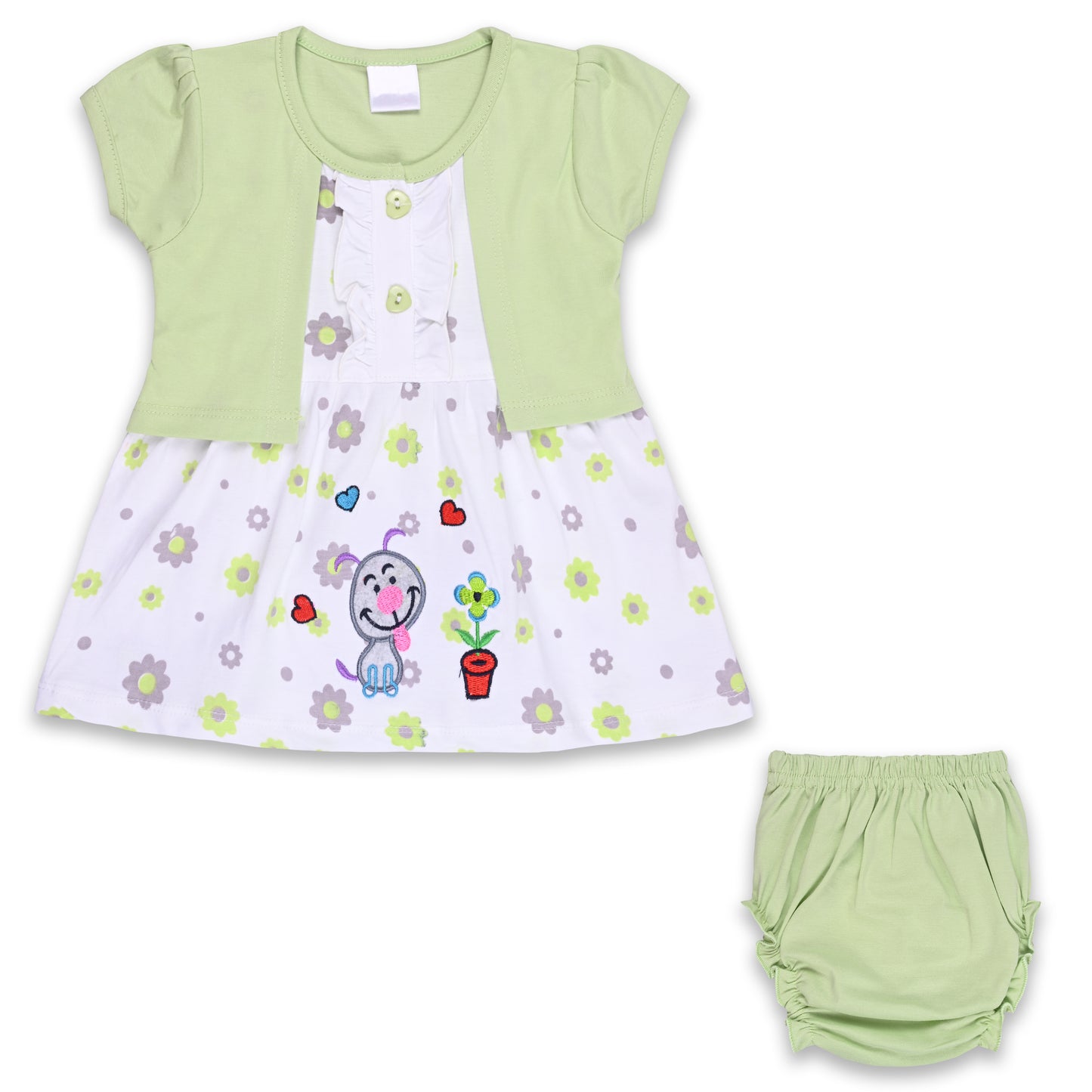 Girls Floral Print A-Line Frock Dress with Brief